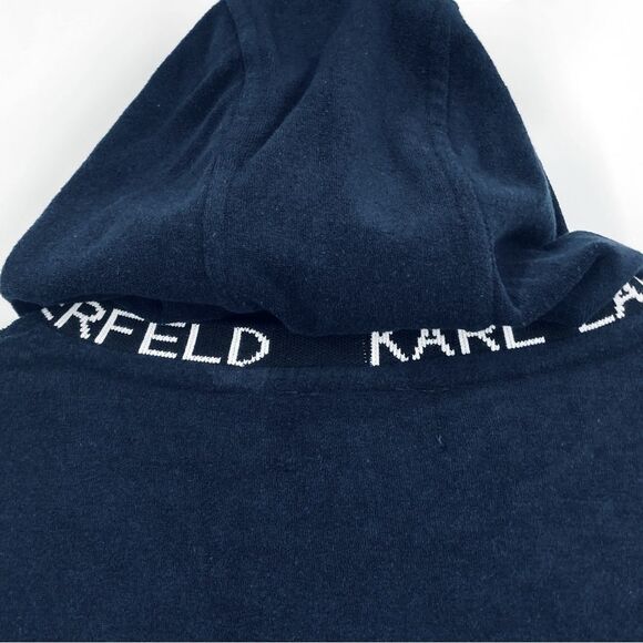 NWT Karl Lagerfeld Paris French Terry Navy Blue Hoodie M - Picture 7 of 8